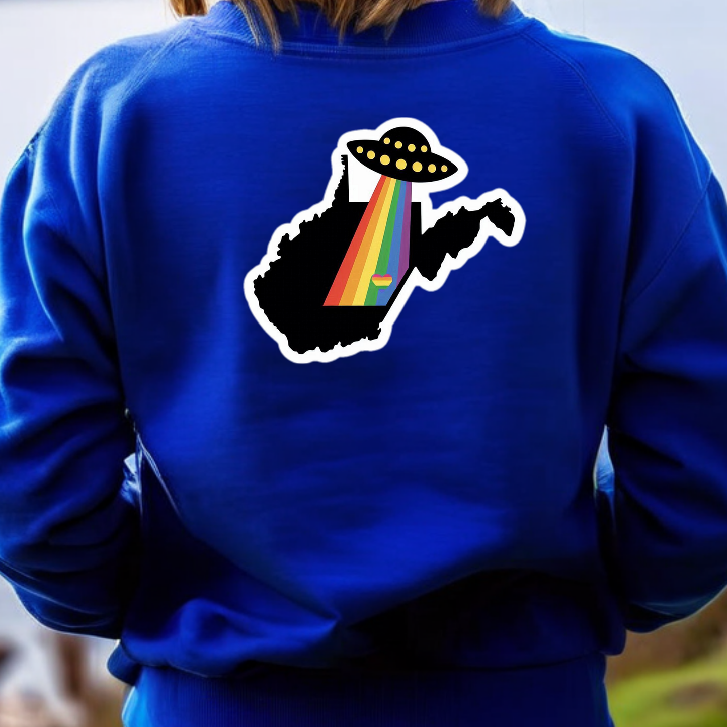 West Virginia PRIDE Sweatshirt On The Back