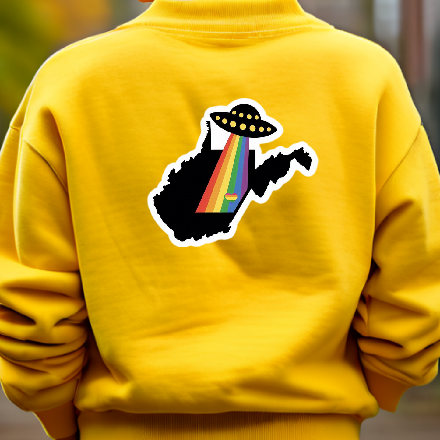 West Virginia PRIDE Sweatshirt On The Back