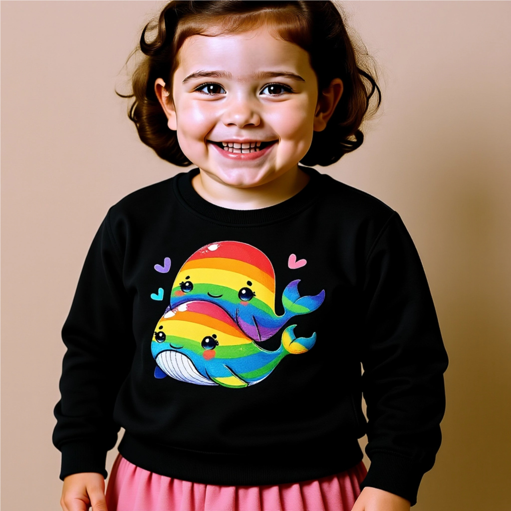 Kids Sweatshirt - Cute Rainbow Whales