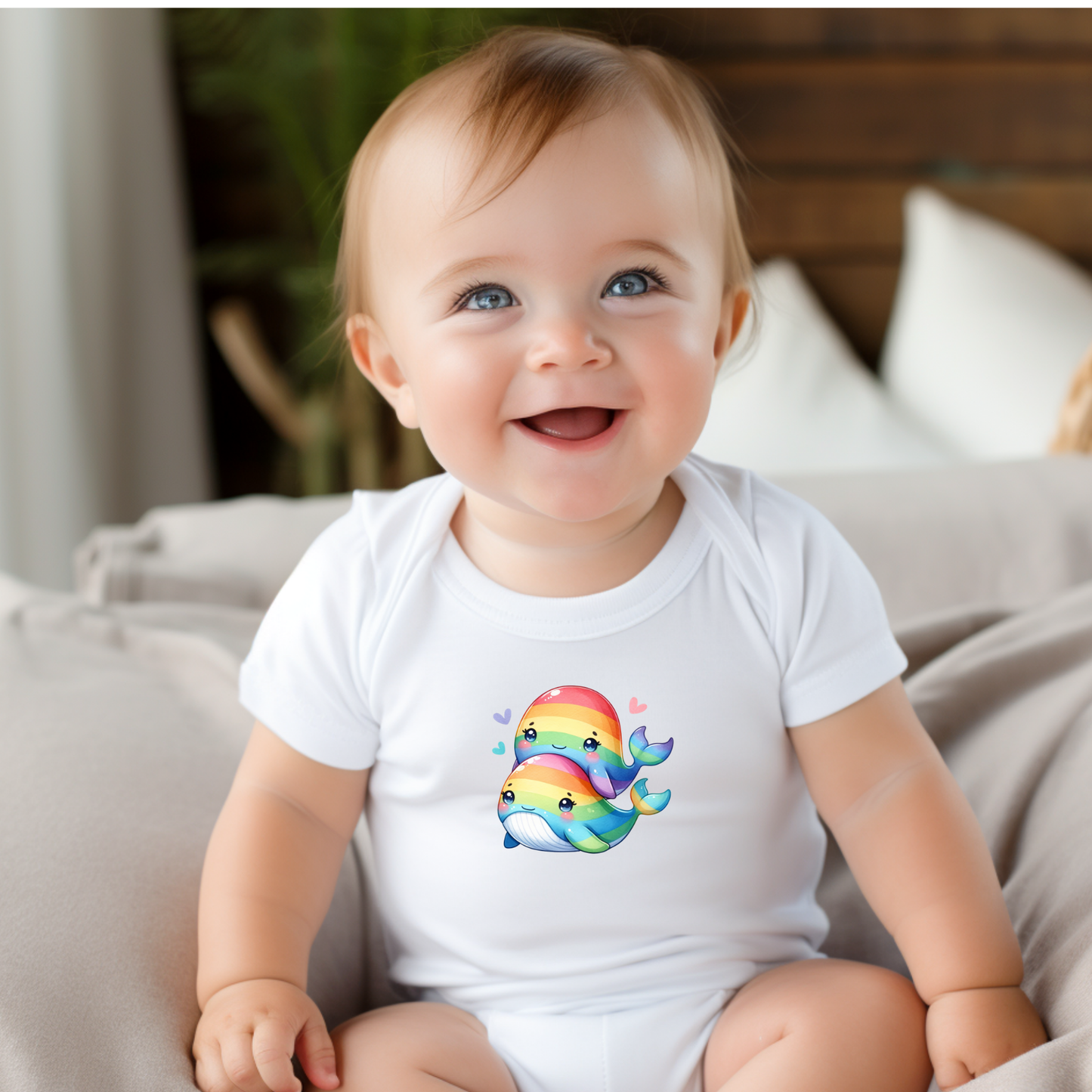 Onesie - Playful Rainbow Whales