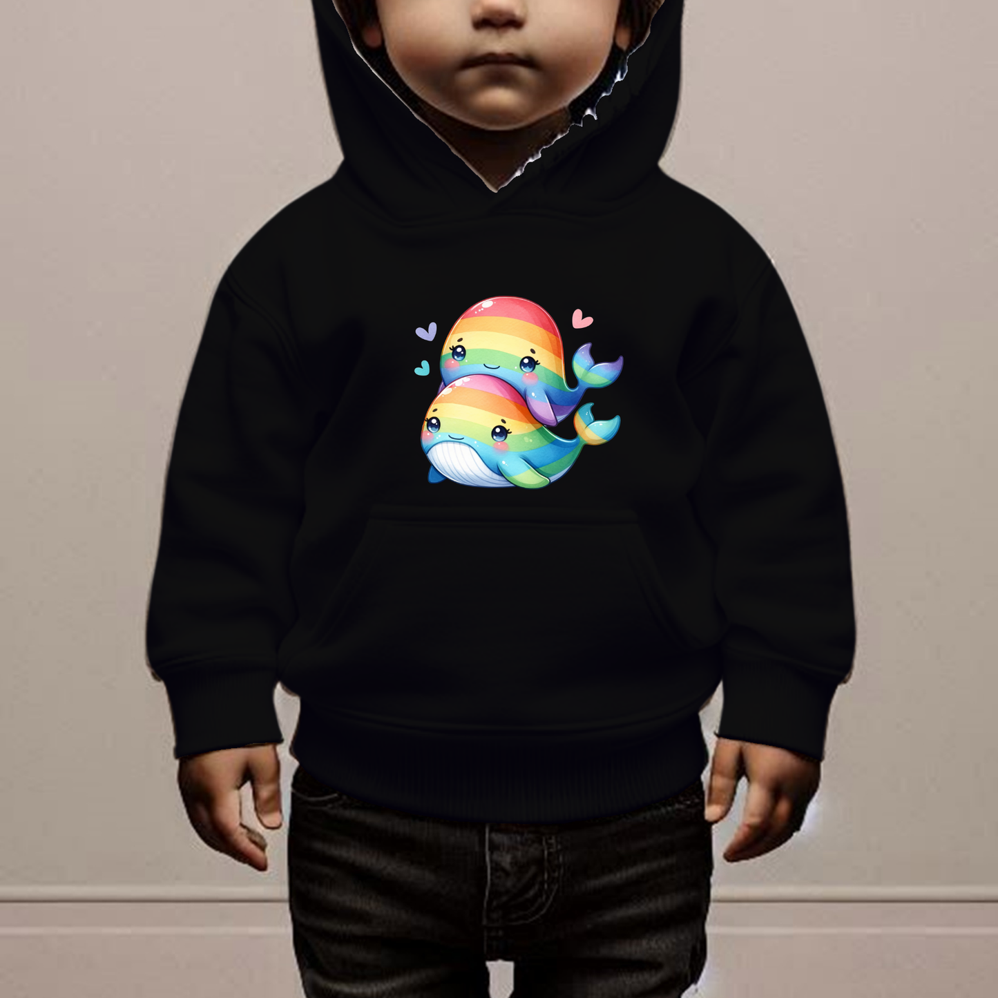 Rainbow Whales Toddler Hoodie