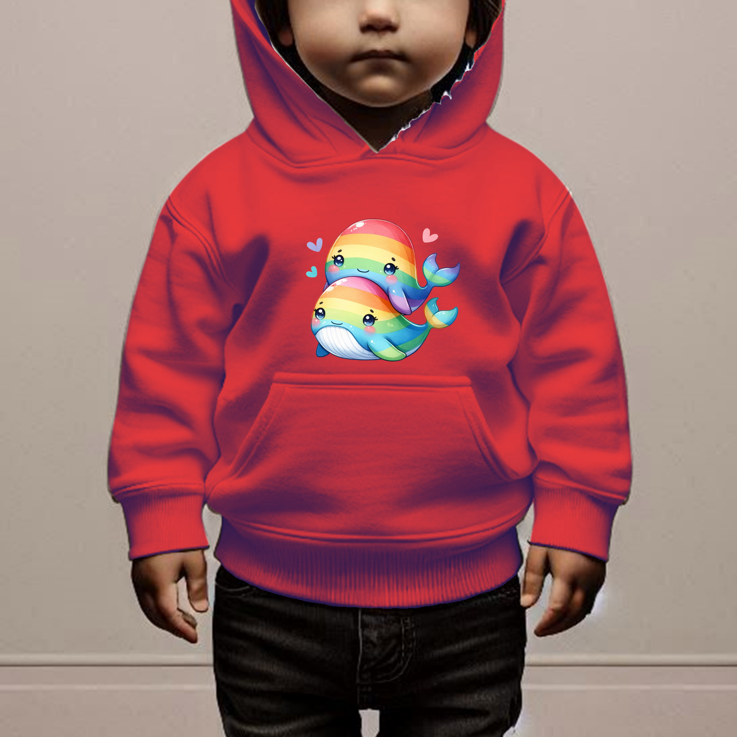 Rainbow Whales Toddler Hoodie
