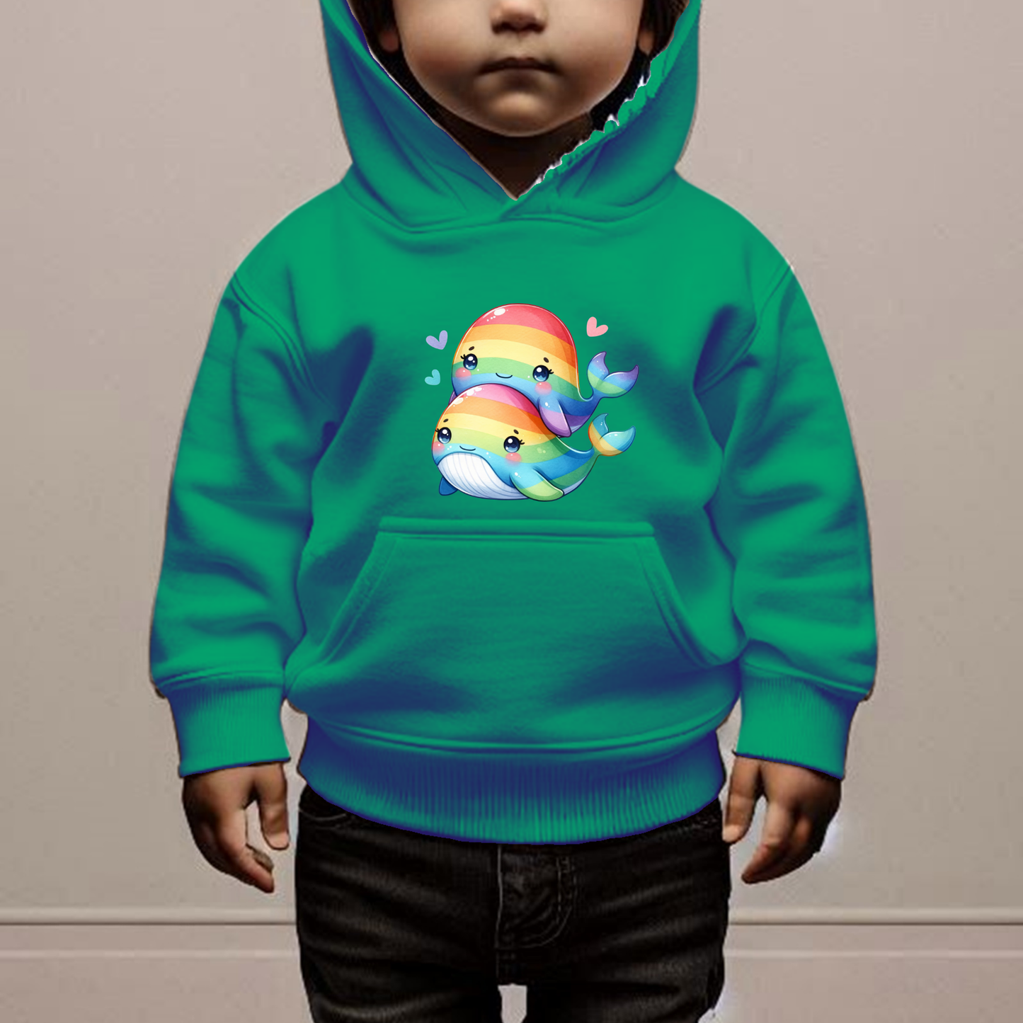 Rainbow Whales Toddler Hoodie
