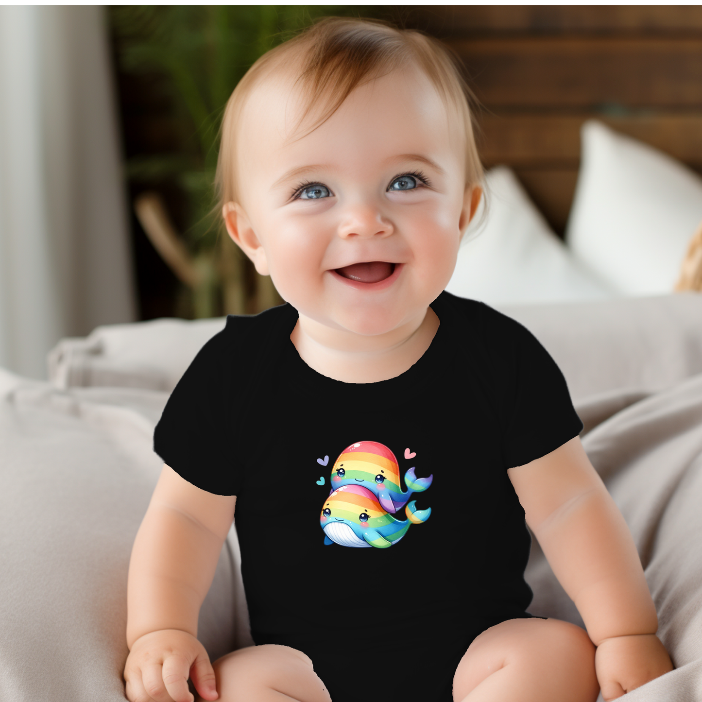 Onesie - Playful Rainbow Whales