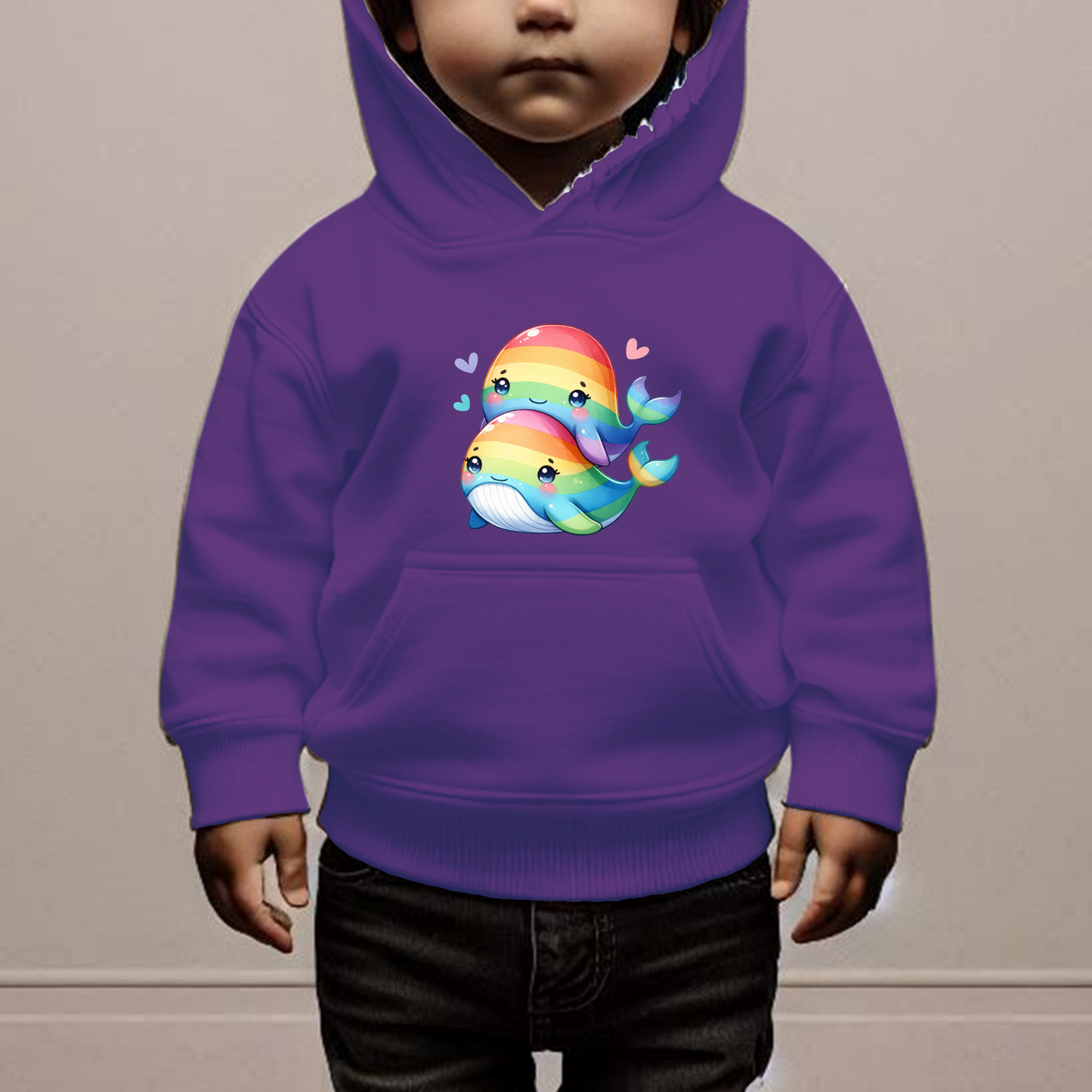 Rainbow Whales Toddler Hoodie