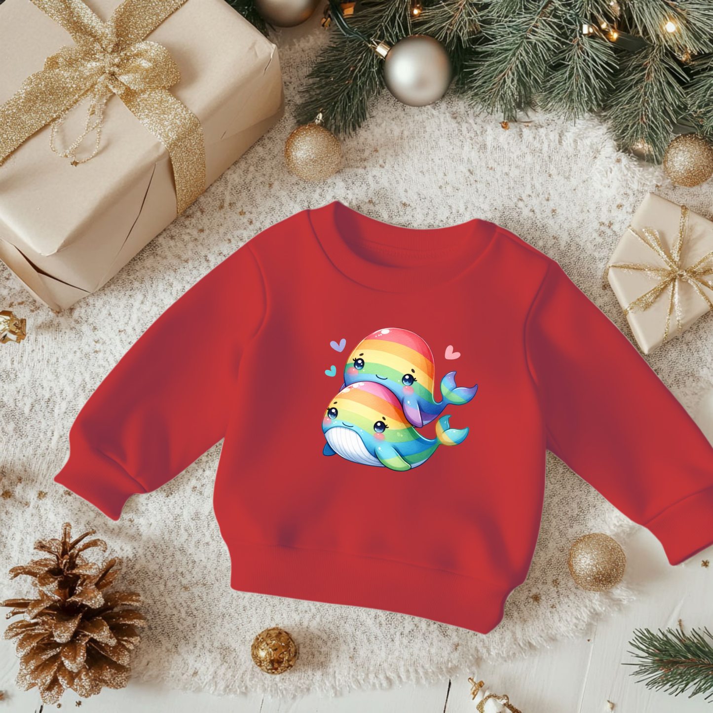 Cute Rainbow Whales Toddler Sweatshirt