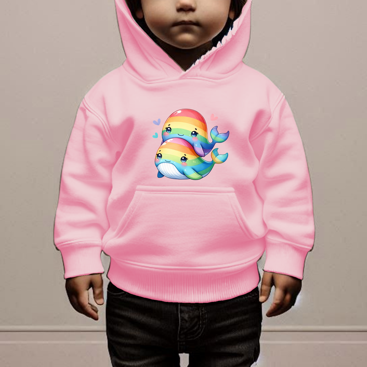 Rainbow Whales Toddler Hoodie