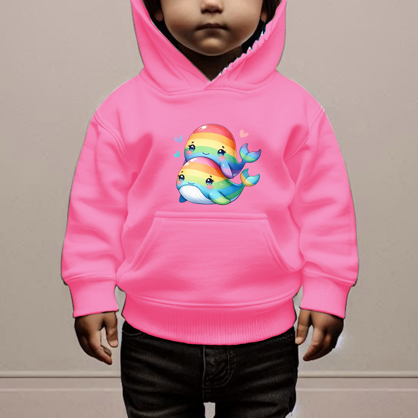 Rainbow Whales Toddler Hoodie