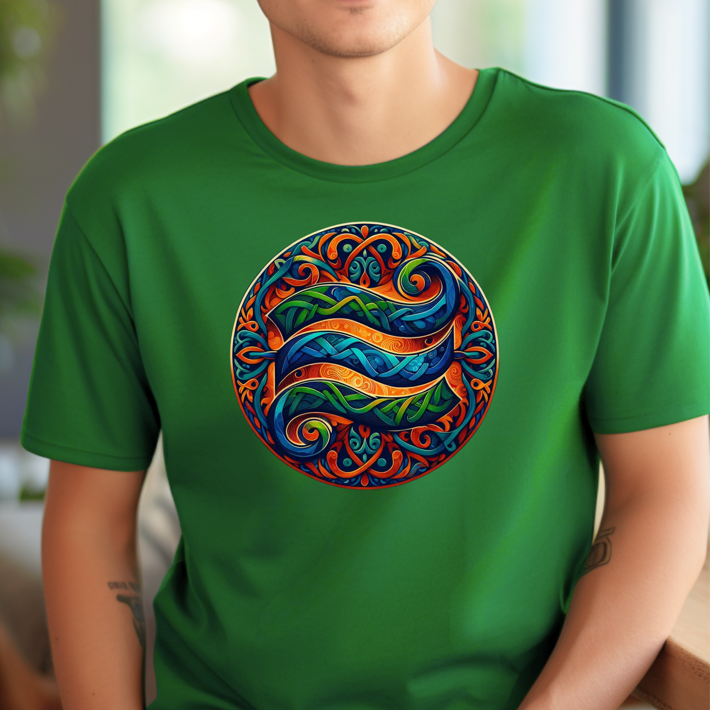 Celtic Design Astrological Symbol Unisex Soft style T-Shirt-Aquarius