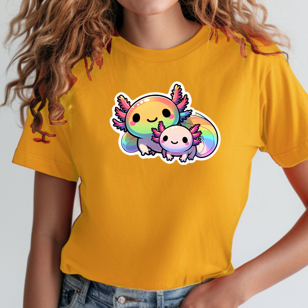 Rainbow Cartoon Axolotls Unisex Soft T-Shirt
