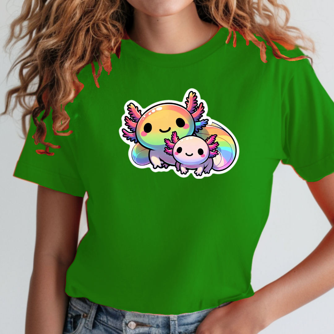 Rainbow Cartoon Axolotls Unisex Soft T-Shirt
