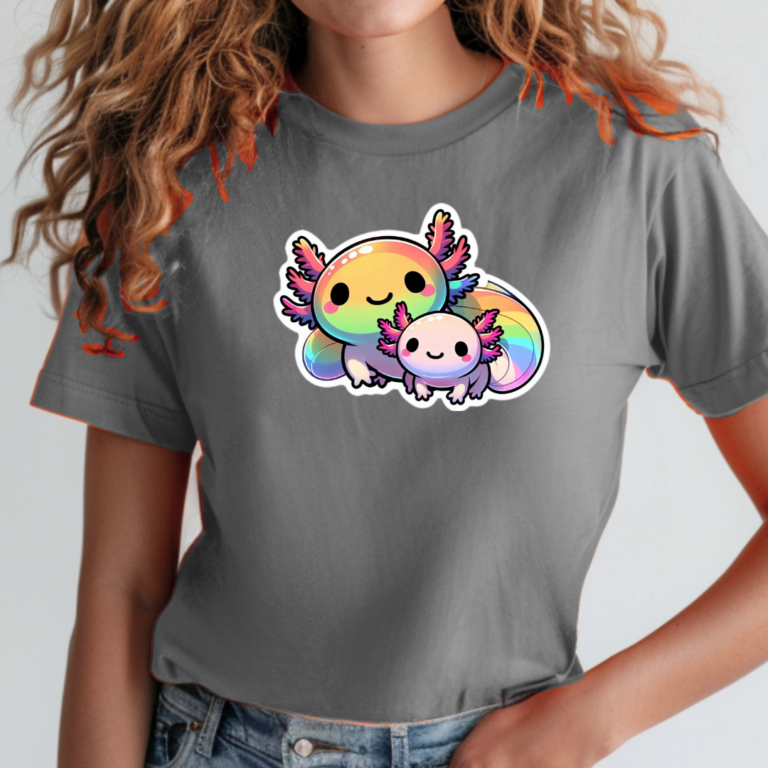 Rainbow Cartoon Axolotls Unisex Soft T-Shirt