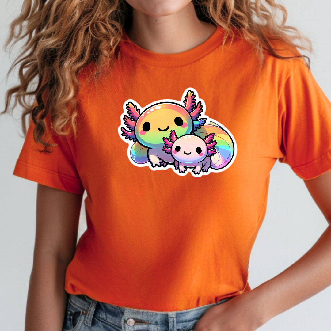 Rainbow Cartoon Axolotls Unisex Soft T-Shirt
