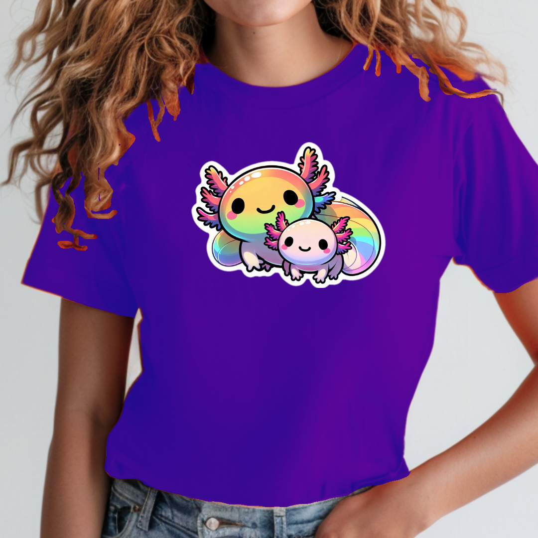 Rainbow Cartoon Axolotls Unisex Soft T-Shirt