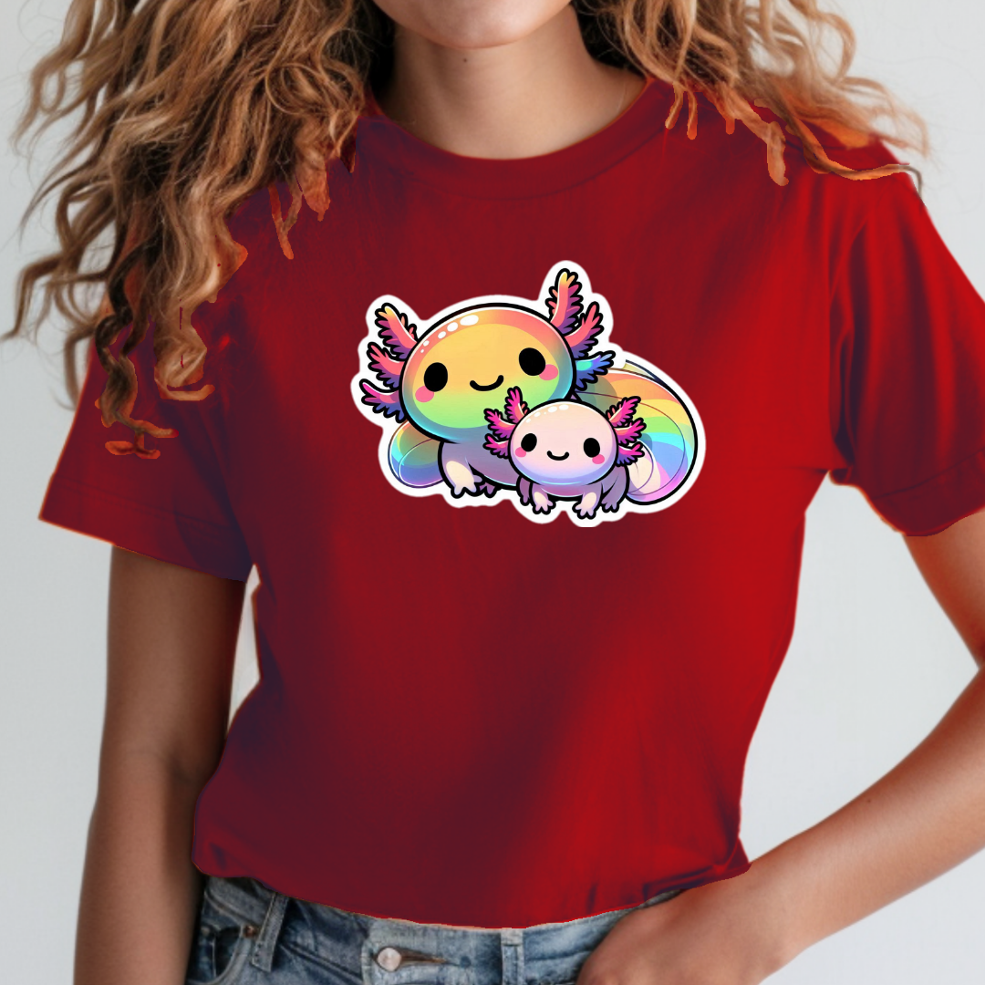 Rainbow Cartoon Axolotls Unisex Soft T-Shirt