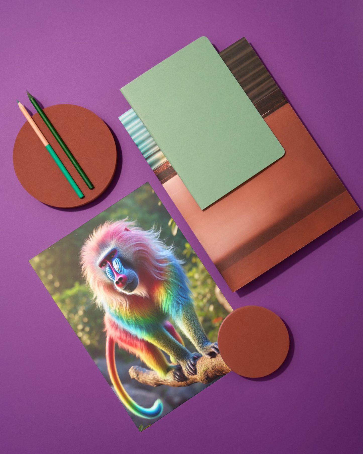 Spiral Notebook - Rainbow Baboon on Guard (ruled)