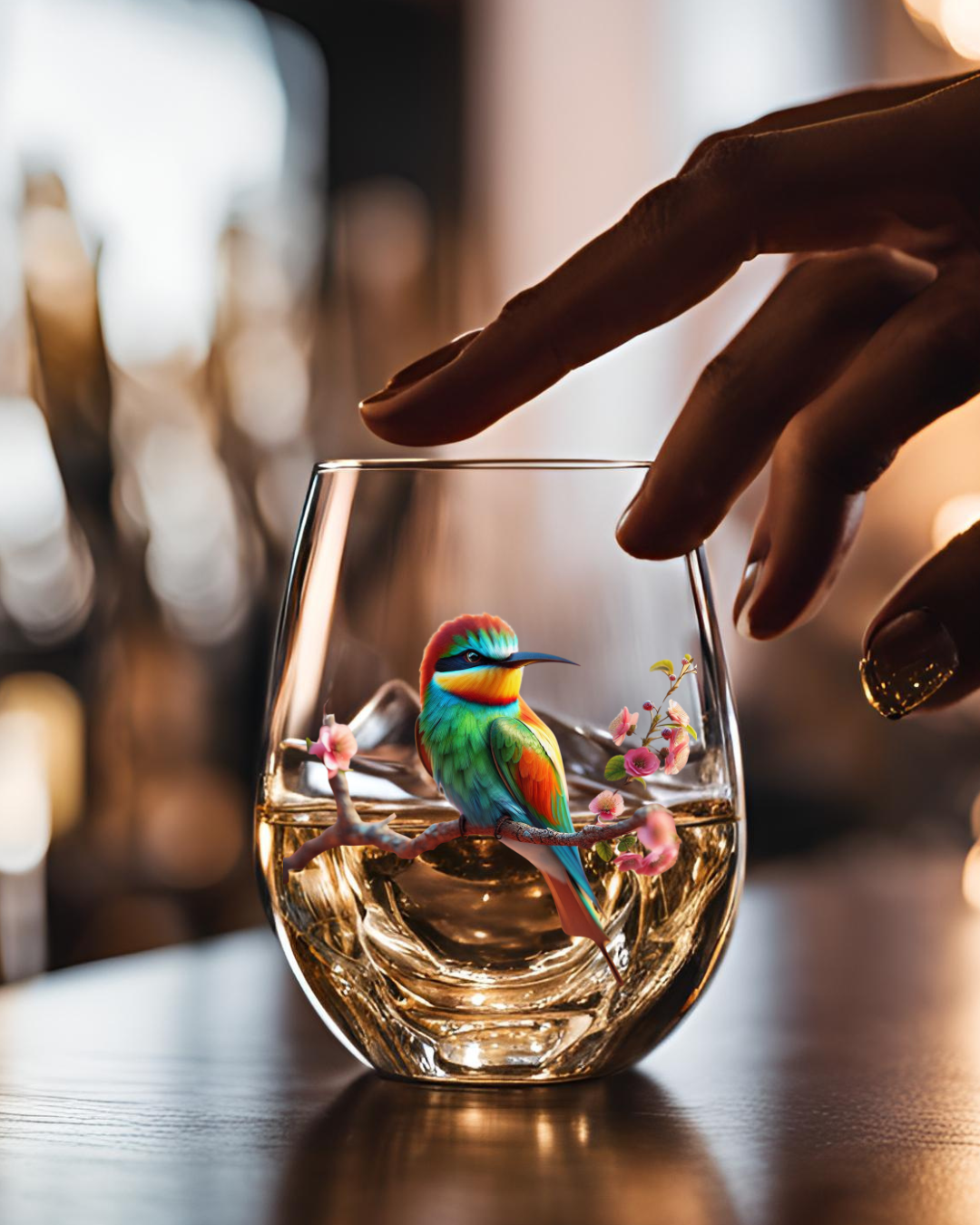 Rainbow Bee Eater Whiskey Glass