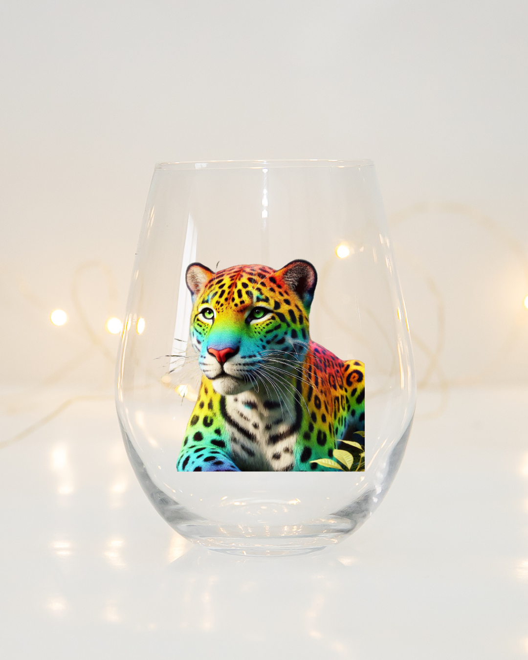 Rainbow Cheetah Whiskey Glass