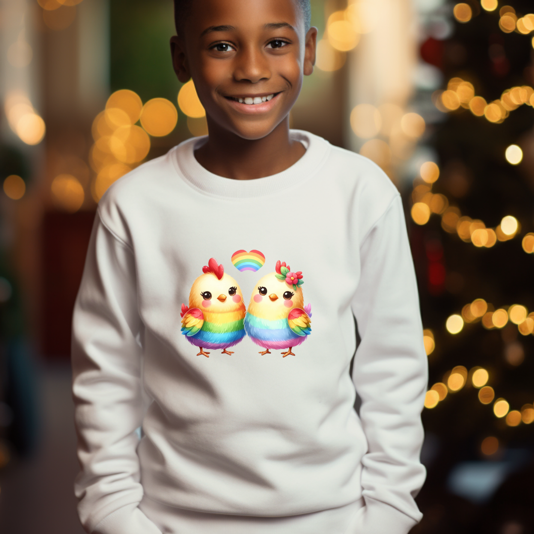 Kid's Sweatshirt - Cute Rainbow Animal Chicks