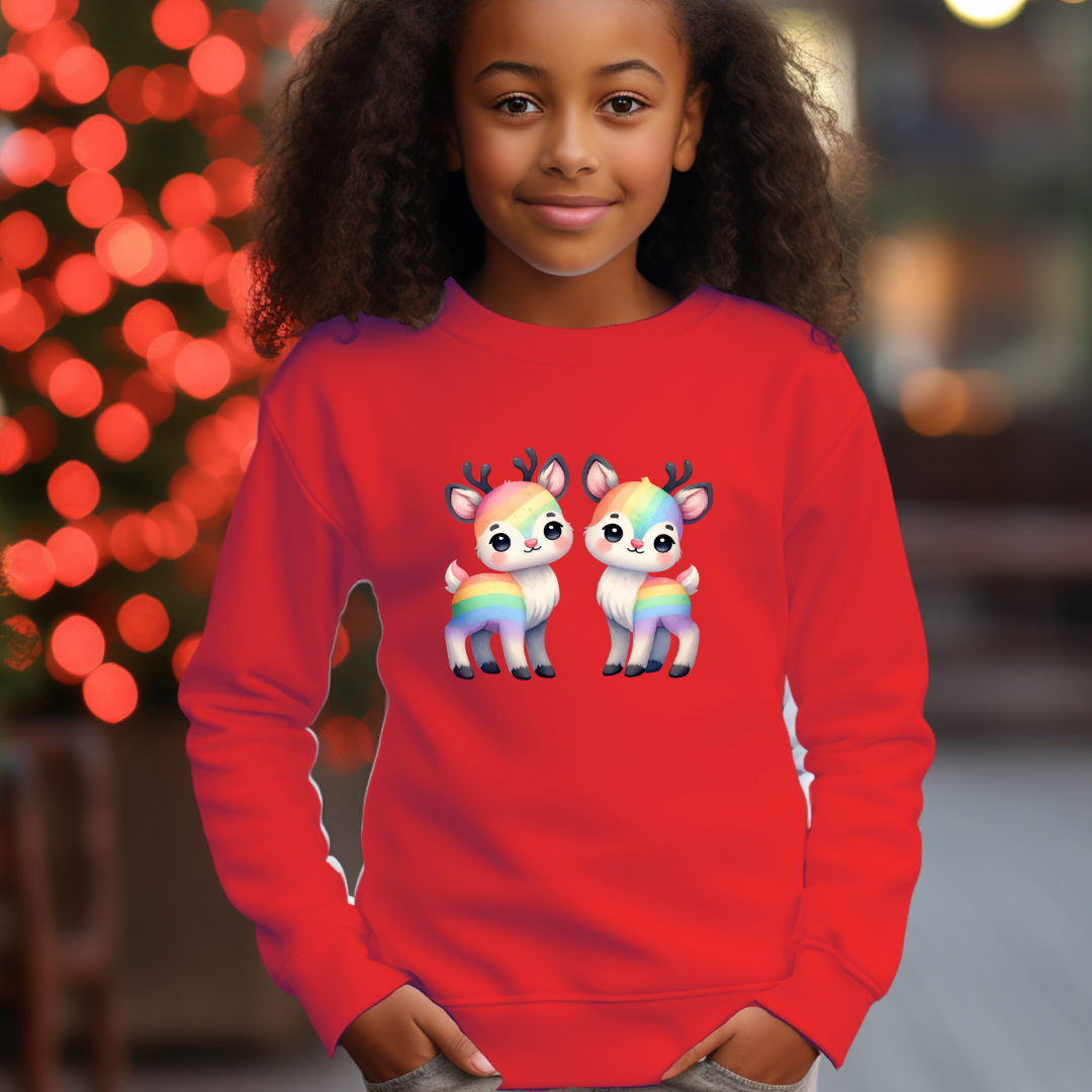 Kids Sweatshirt - Cute Rainbow Deer
