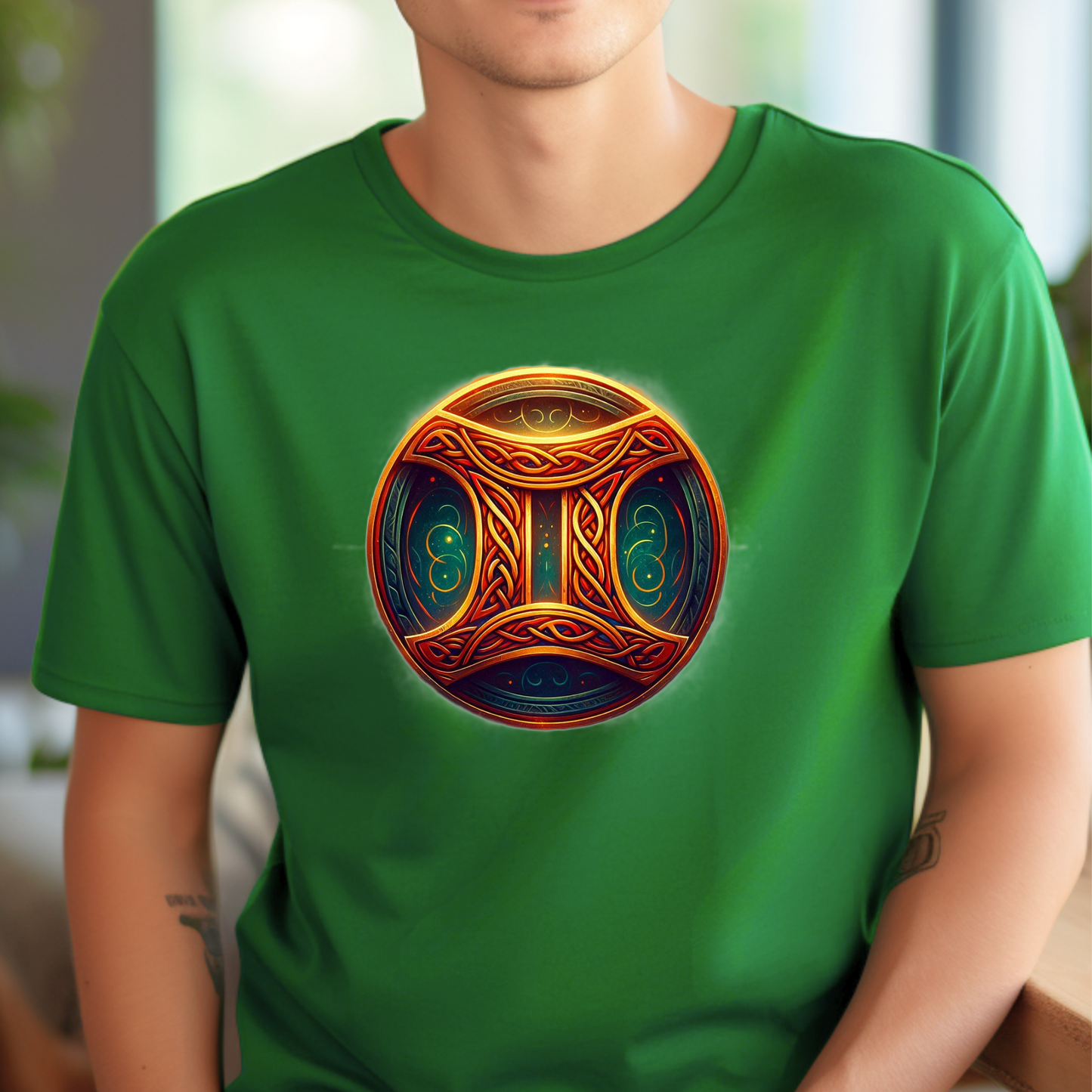 Celtic Design Astrological Symbol Unisex Soft style T-Shirt-Gemini