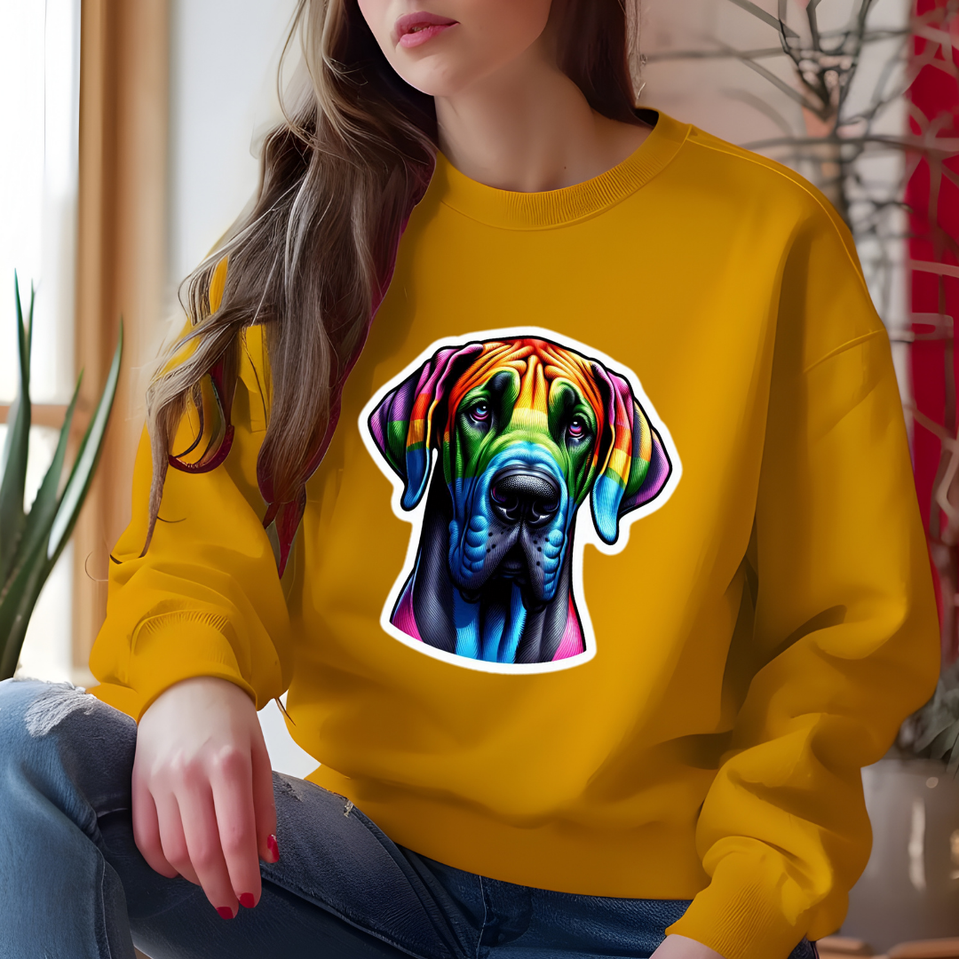 Rainbow Great Dane Crewneck Sweatshirt