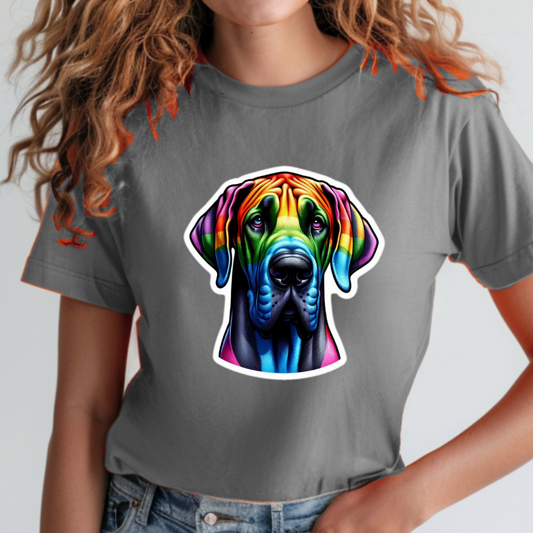 Rainbow Great Dane Unisex Soft T-Shirt