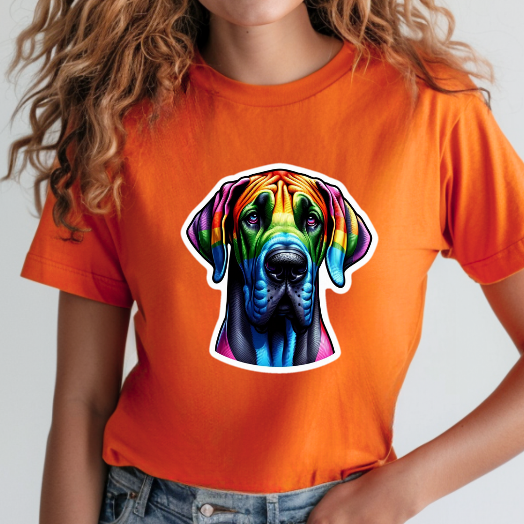 Rainbow Great Dane Unisex Soft T-Shirt