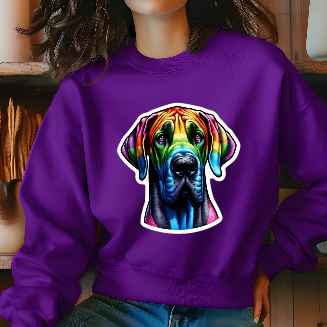 Rainbow Great Dane Crewneck Sweatshirt