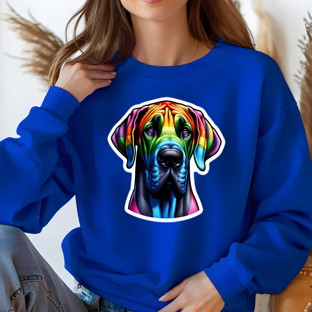 Rainbow Great Dane Crewneck Sweatshirt