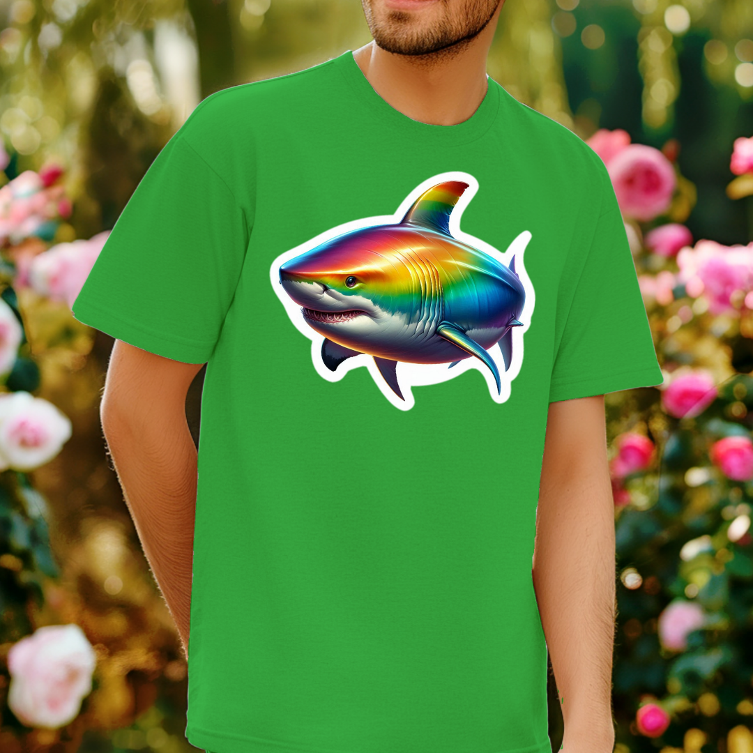Rainbow Great White Shark Unisex Soft T-Shirt