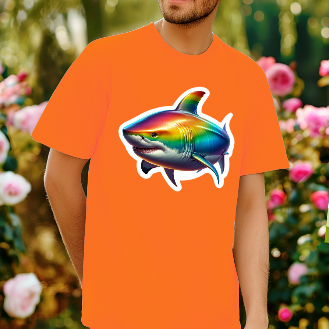 Rainbow Great White Shark Unisex Soft T-Shirt