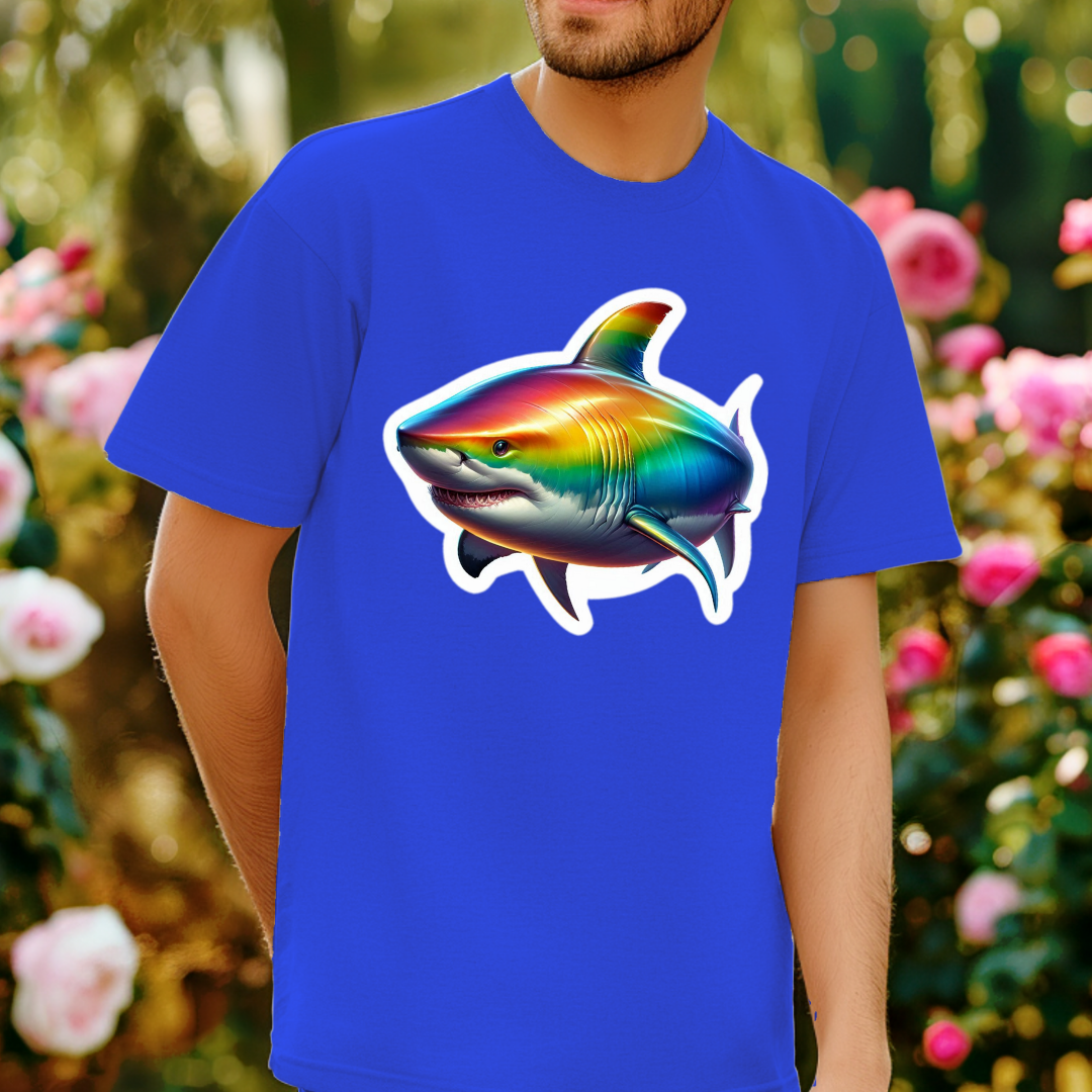 Rainbow Great White Shark Unisex Soft T-Shirt