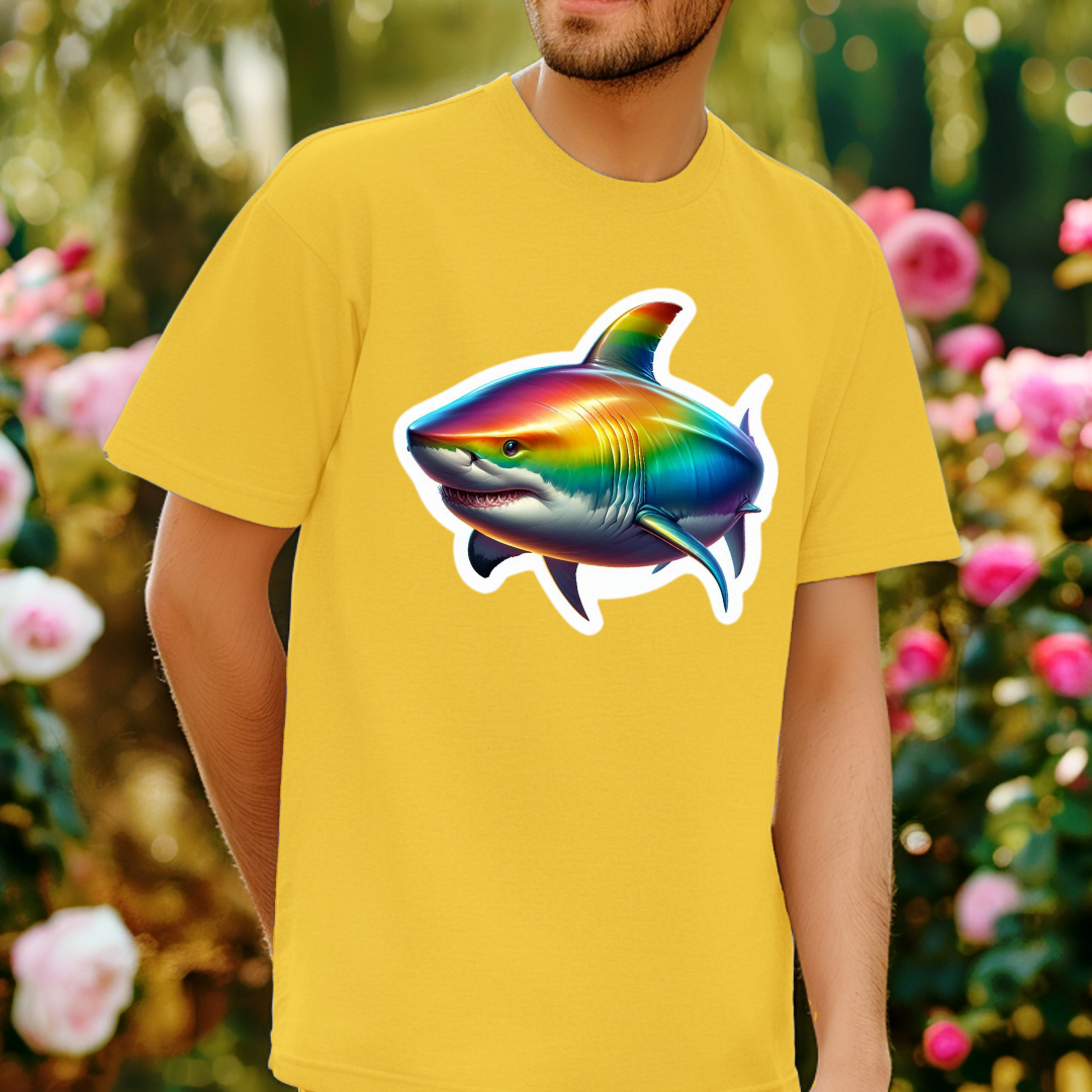 Rainbow Great White Shark Unisex Soft T-Shirt