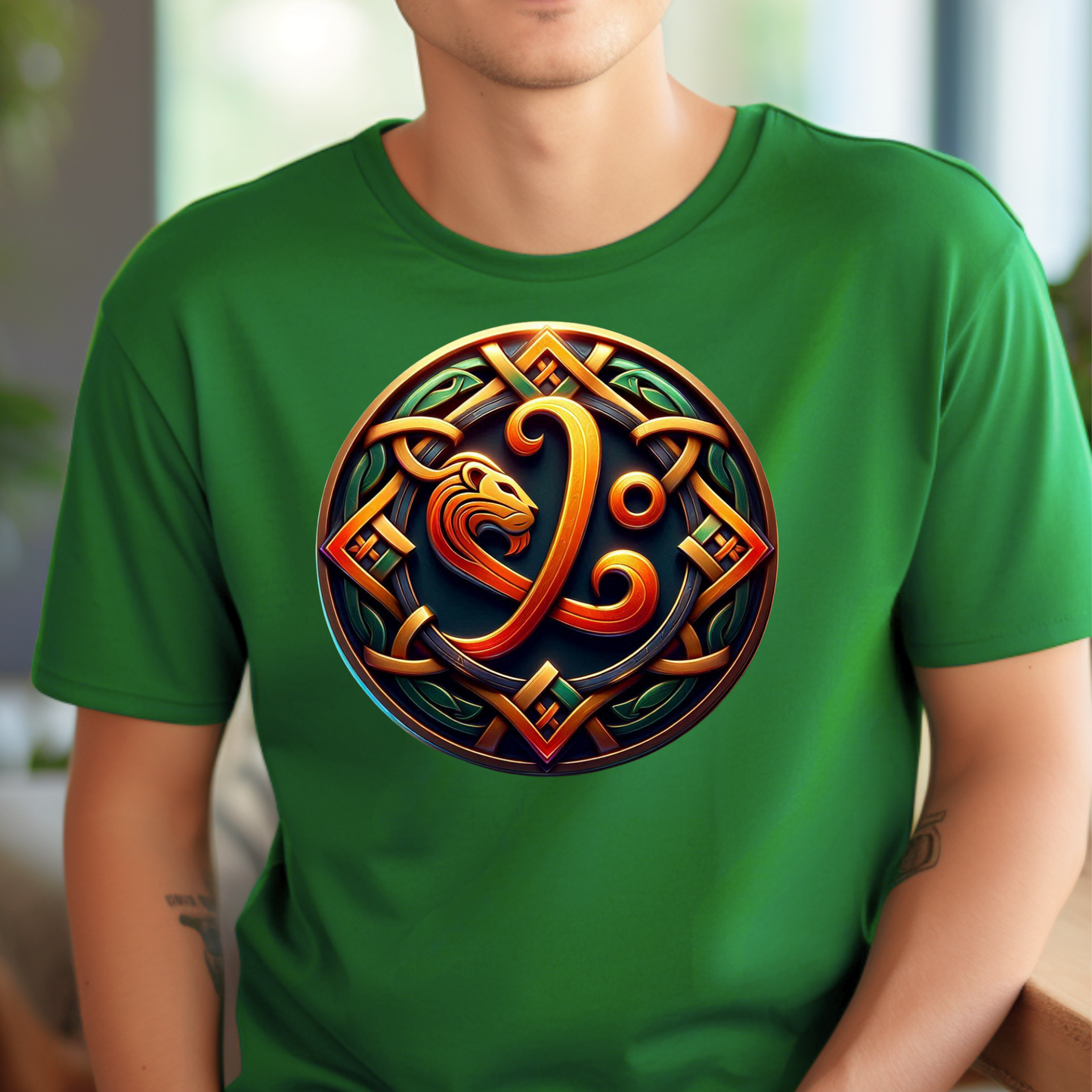 Celtic Design Astrological Symbol Unisex Soft style T-Shirt-Leo