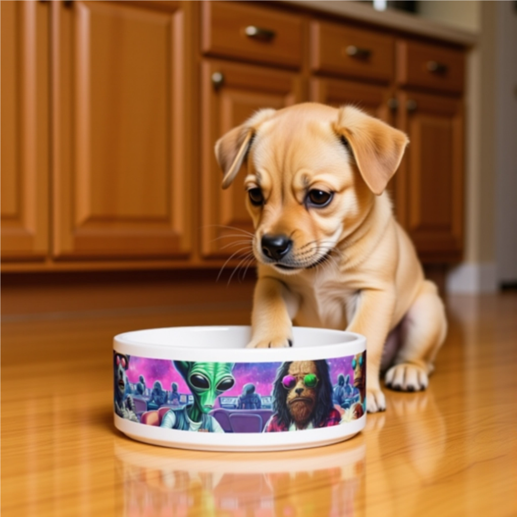 Aliens and Dogs Playing Poker Pet Bowl