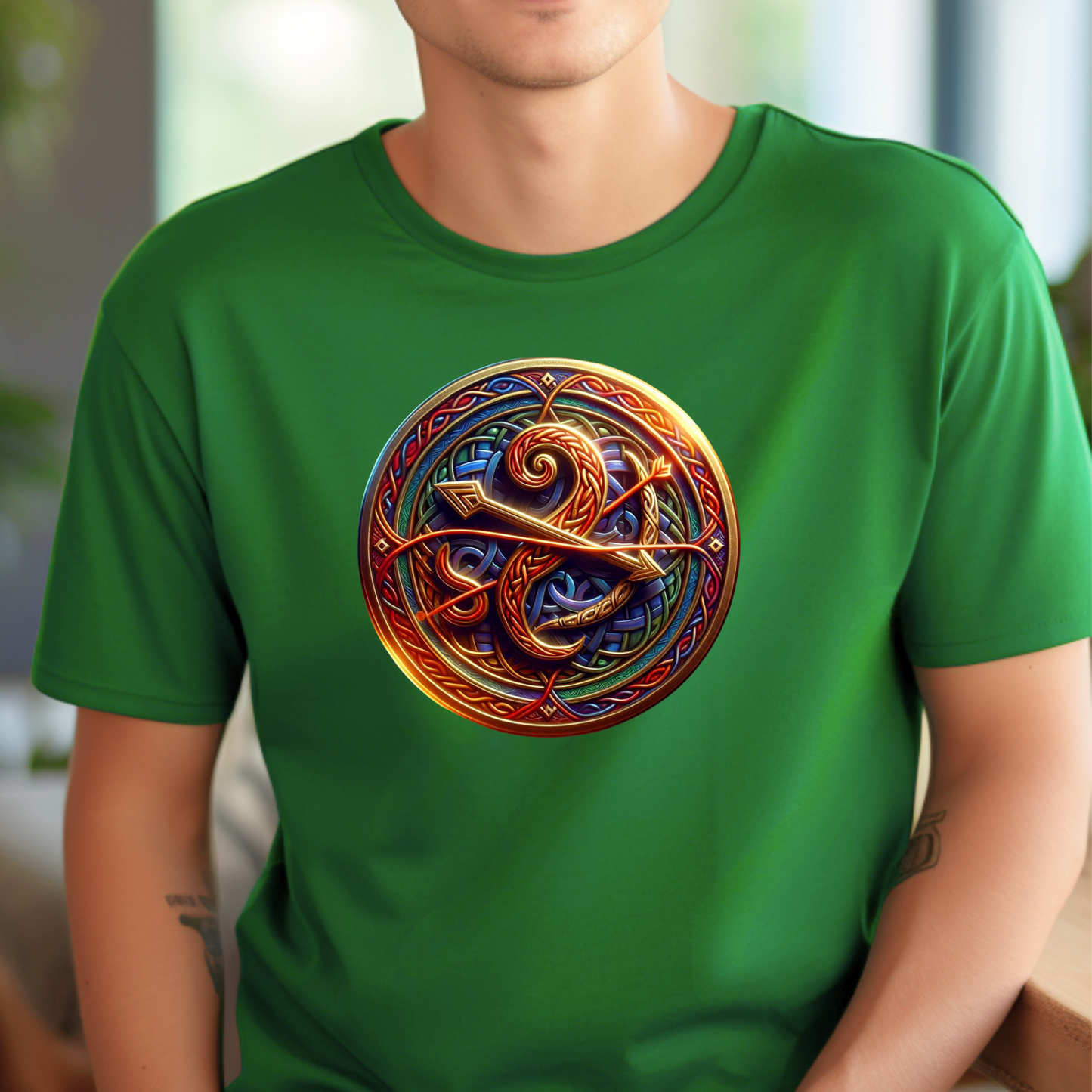 Celtic Design Astrological Symbol Unisex Soft style T-Shirt-Sagitarius