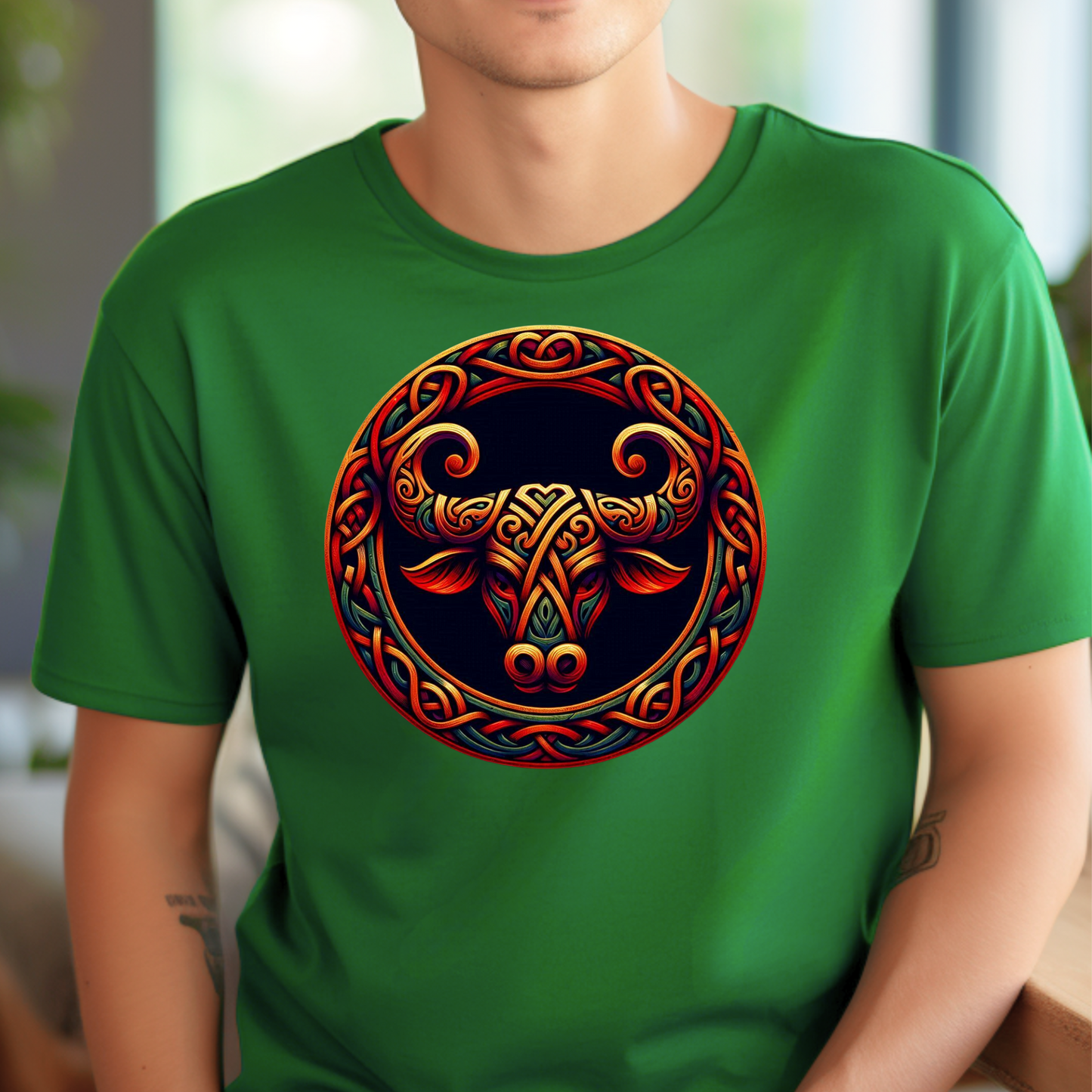 Celtic Design Astrological Symbol Unisex Soft style T-Shirt-Taurus