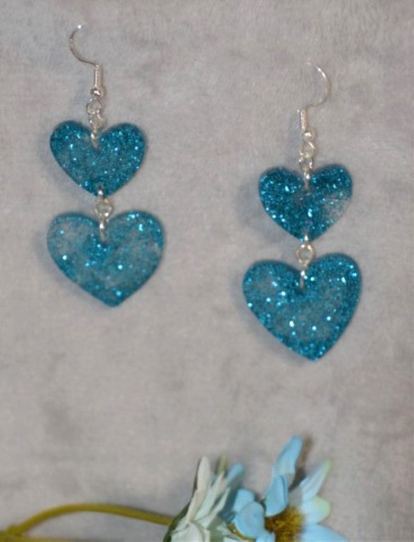 Double Love in Teal Earings