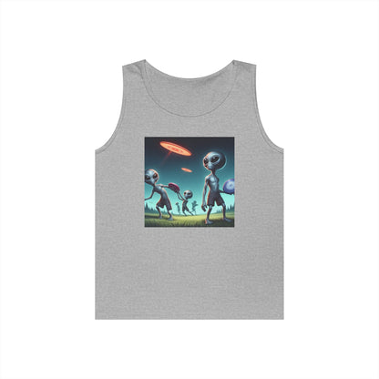 Tank Top with Aliens Playing Disc Golf Design