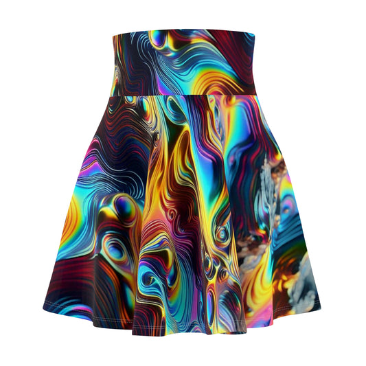 Rainbow Oil Skater Skirt