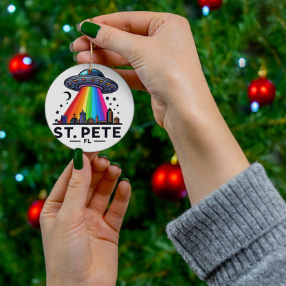 Aliens over St. Pete Christmas Ornament