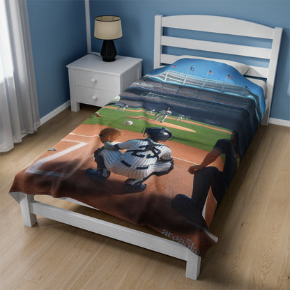 Aliens Playing Baseball Velveteen Plush Blanket
