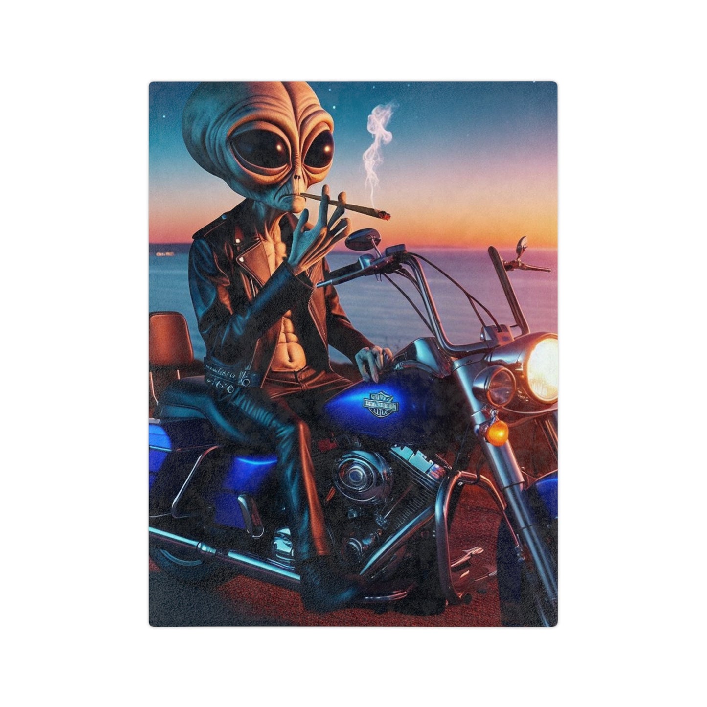 Alien on a Hog Microfiber Blanket