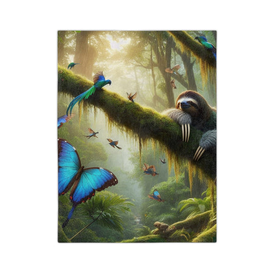 Rain Forest & Sloth Velveteen Microfiber Blanket
