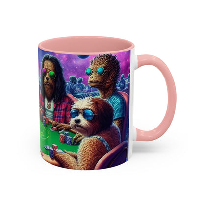 Aliens and Dogs Playing Poker Accent Coffee Mug