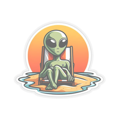 Alien at the Beach Kiss-Cut Stickers