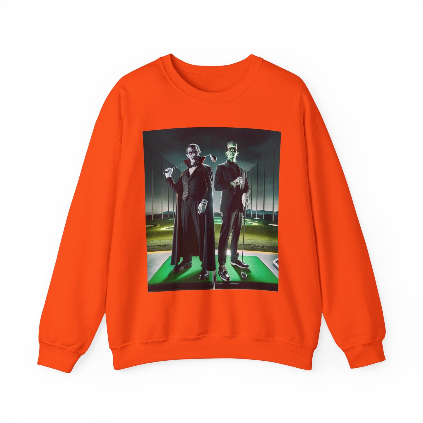 Halloween Golf Sweatshirt - Monster Duo Dracula & Frankenstein