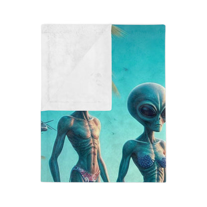 Aliens Surfing Microfiber Blanket