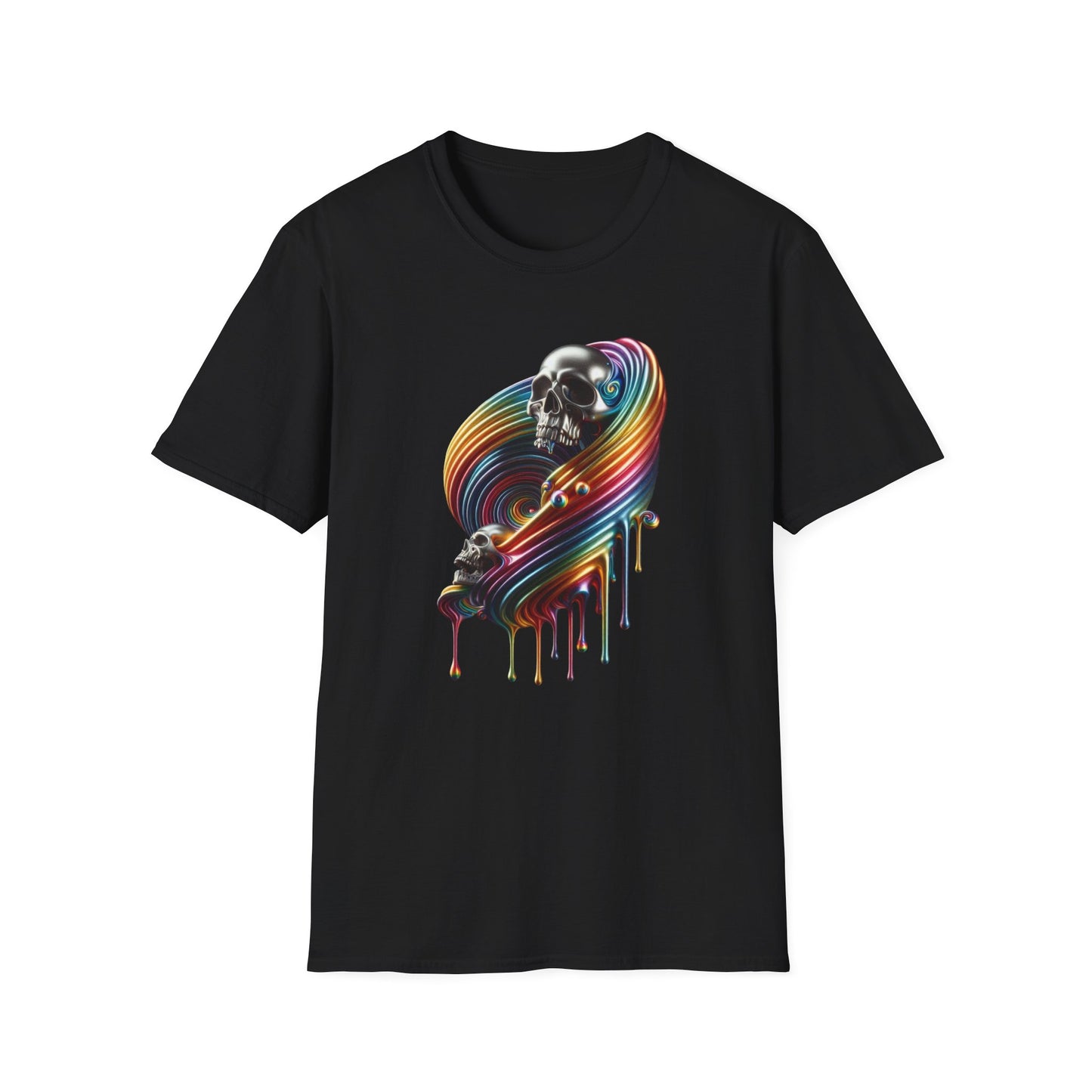 Metallic Rainbow Drip Skull T-Shirt - Gay Pride